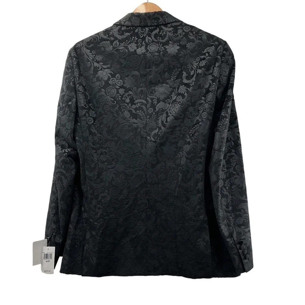 Paisley & Gray Slim Fit Black Floral Velvet Jacquard Blazer Jacket 42R NWT